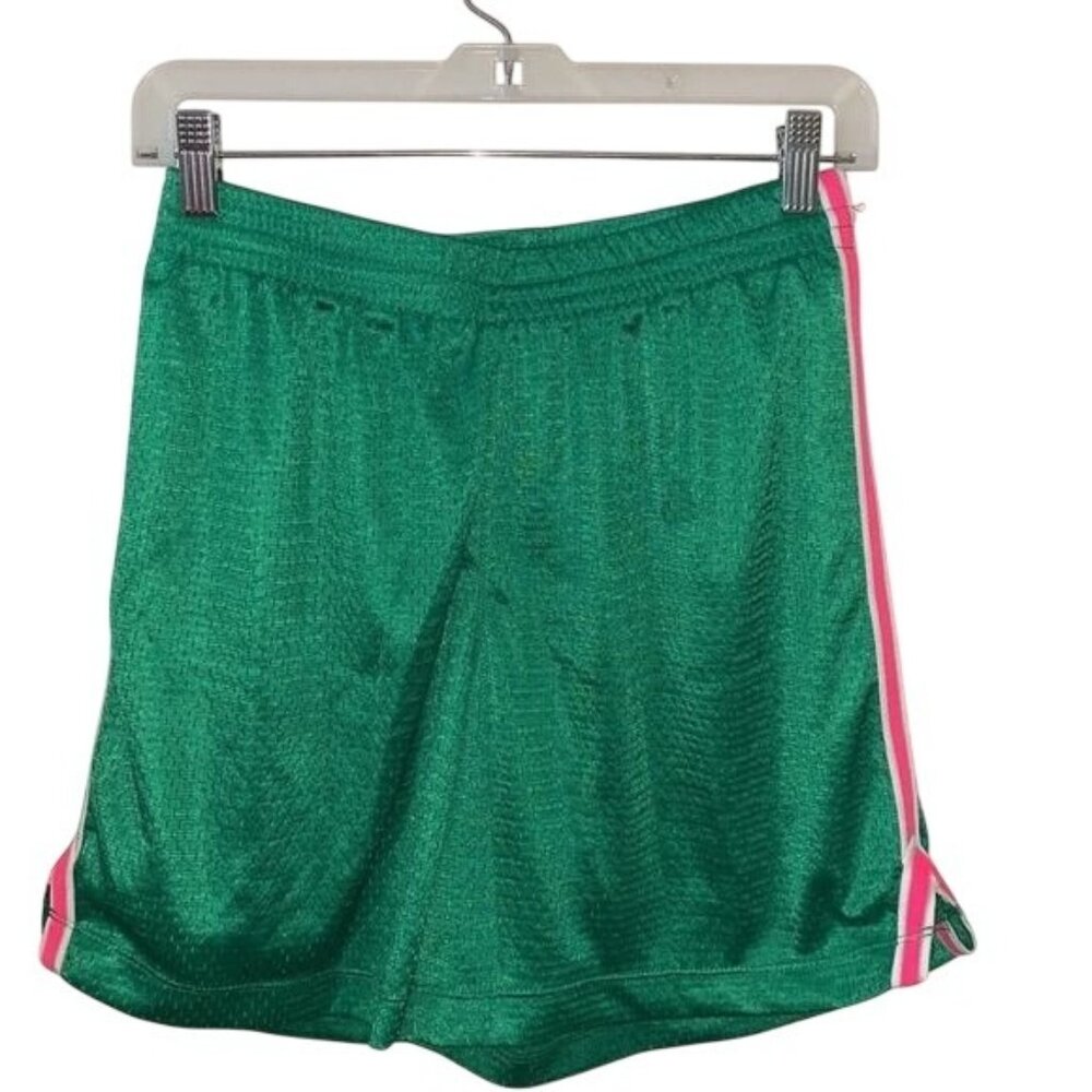 Champion Green Athletic Shorts W/ Pink Side Stripe S